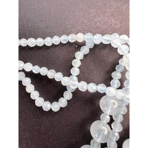 Triple strand aquamarine necklace with sterling silver lobster clasp - Picture 10 of 11